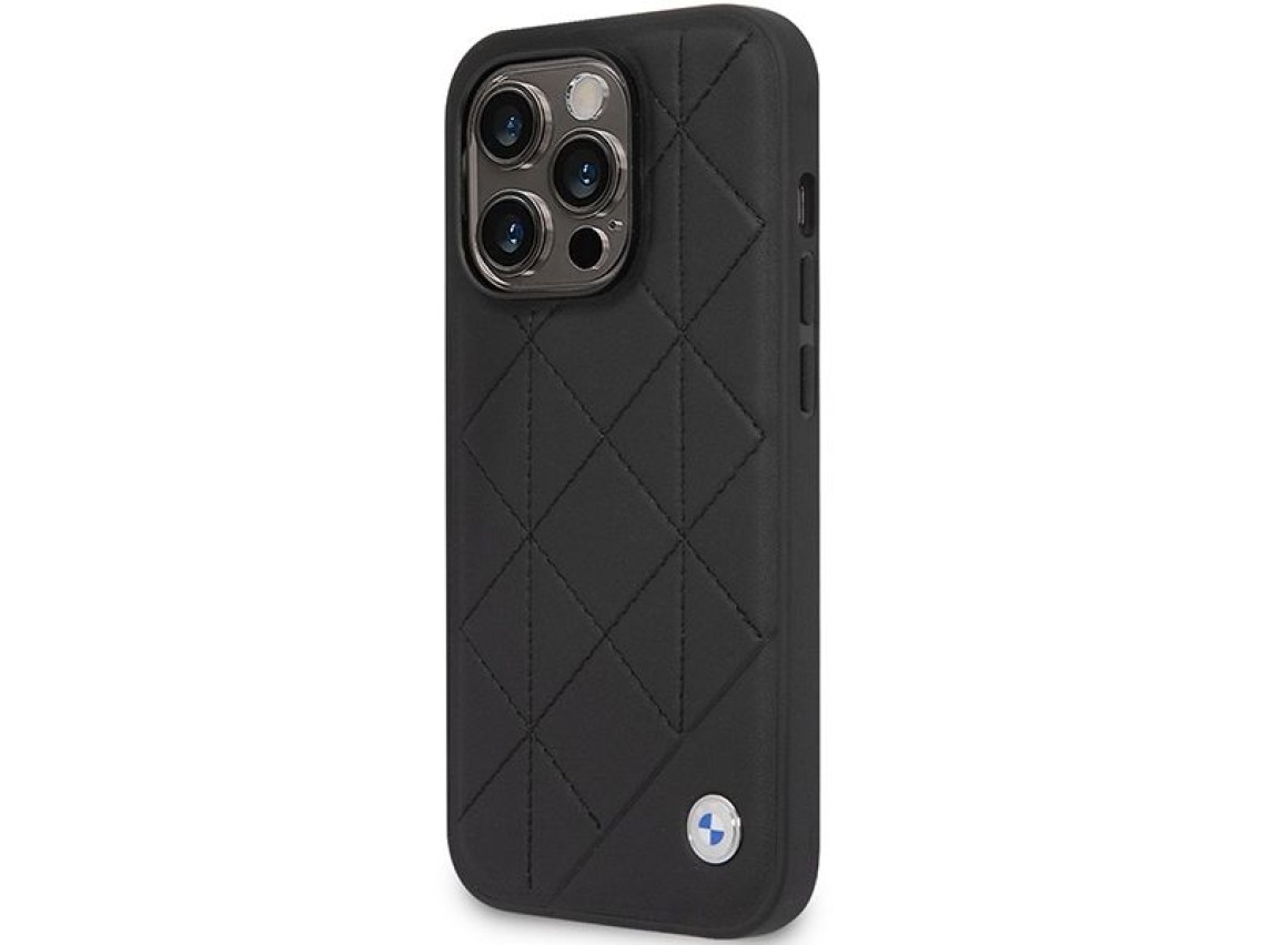 Case BMW BMHCP14L22RQDK iPhone 14 Pro 6.1" black/black Leather Quilted