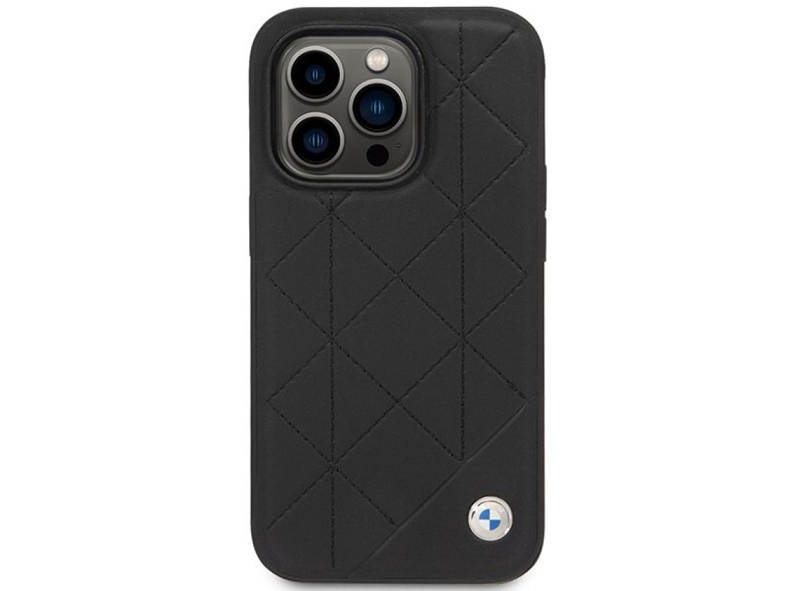 Case BMW BMHCP14L22RQDK iPhone 14 Pro 6.1" black/black Leather Quilted
