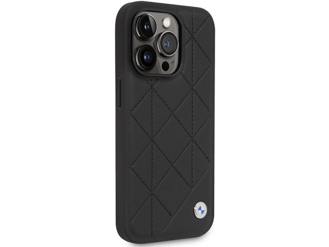 Case BMW BMHCP14L22RQDK iPhone 14 Pro 6.1" black/black Leather Quilted