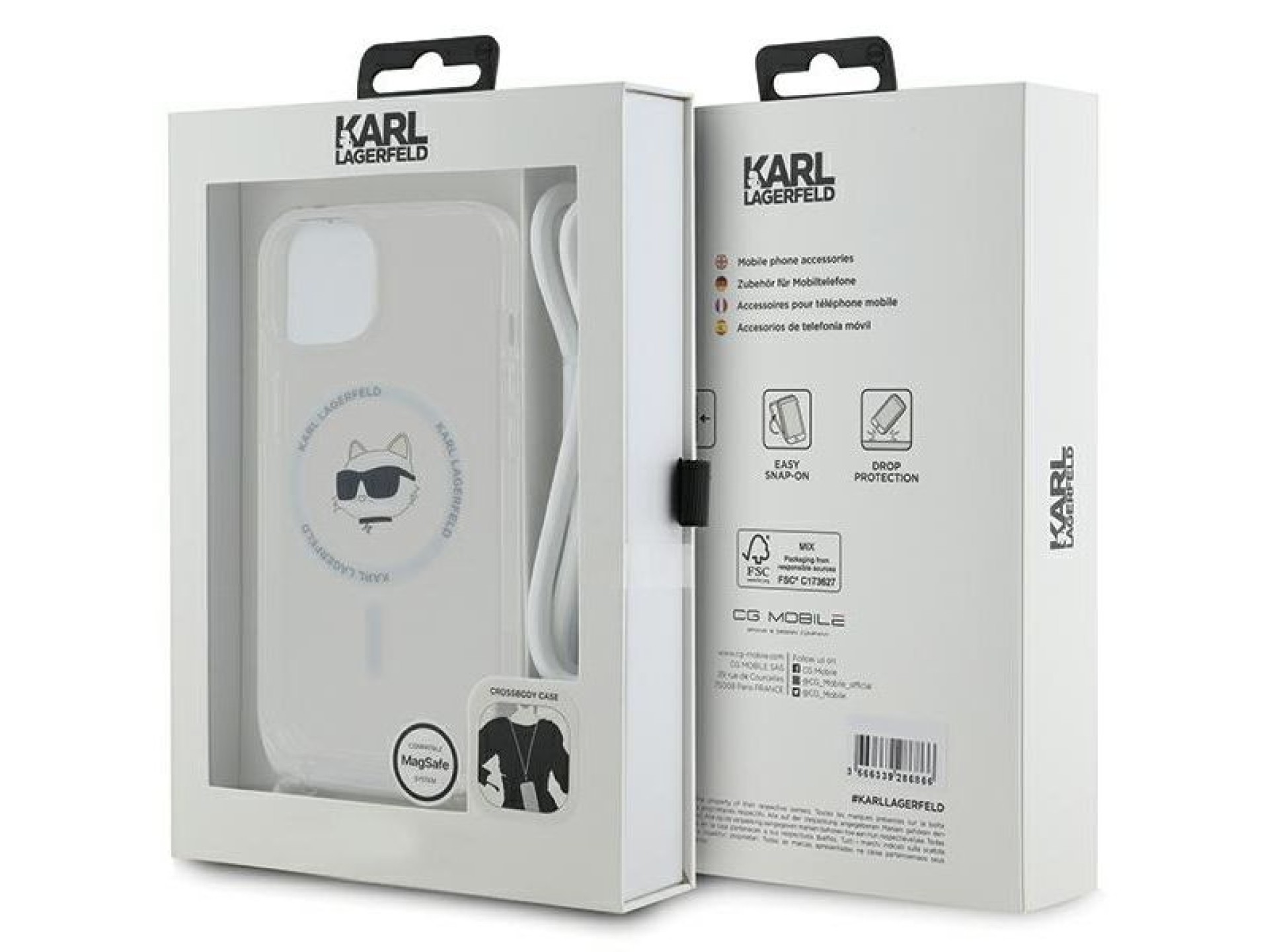 Capa Karl Lagerfeld IML Choupette Head&Cord MagSafe para iPhone 15/14/13 - transparente