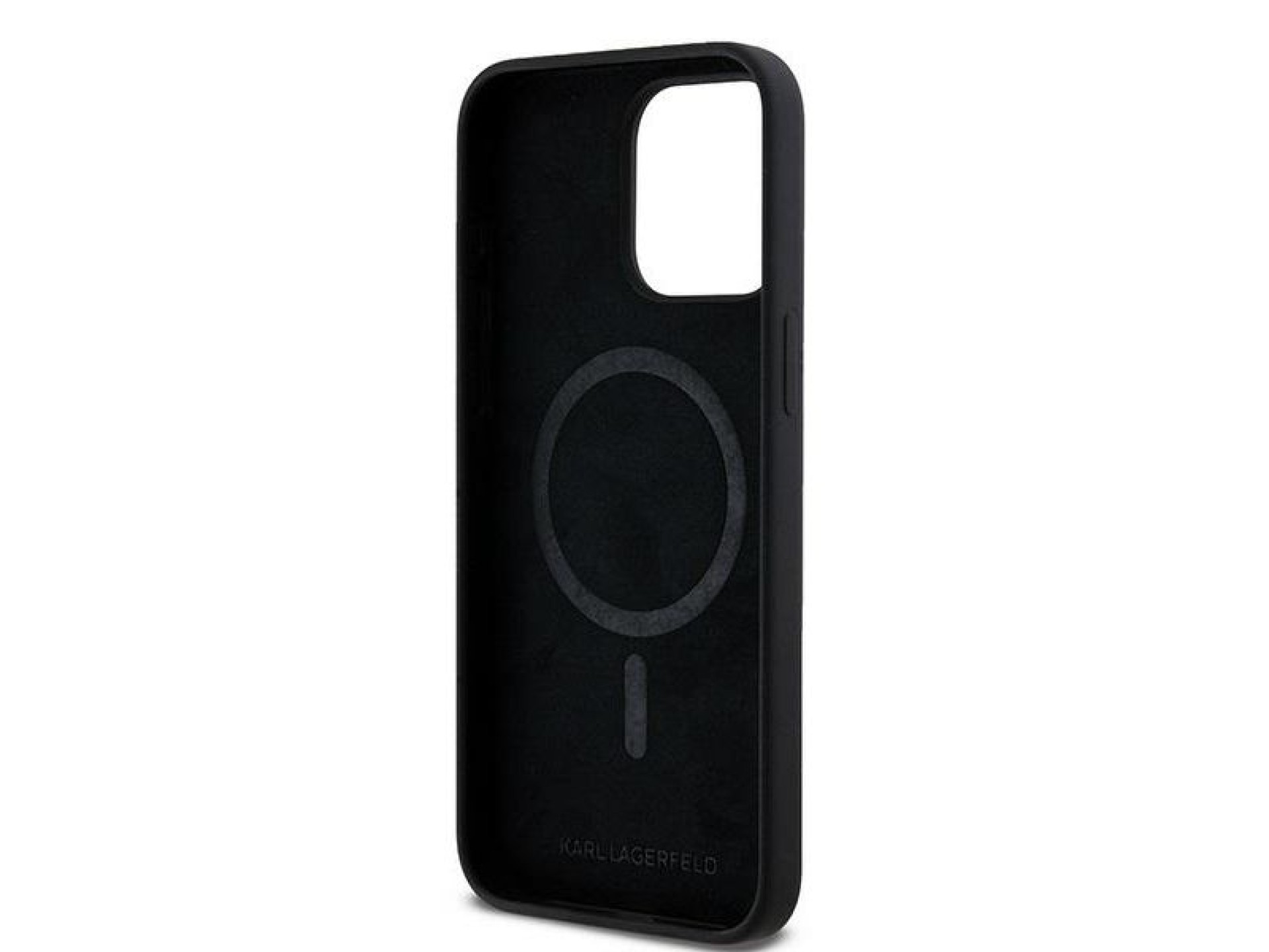 Capa MagSafe de silicone com a cabeça Choupette de Karl Lagerfeld para iPhone 15 Pro Max - preta