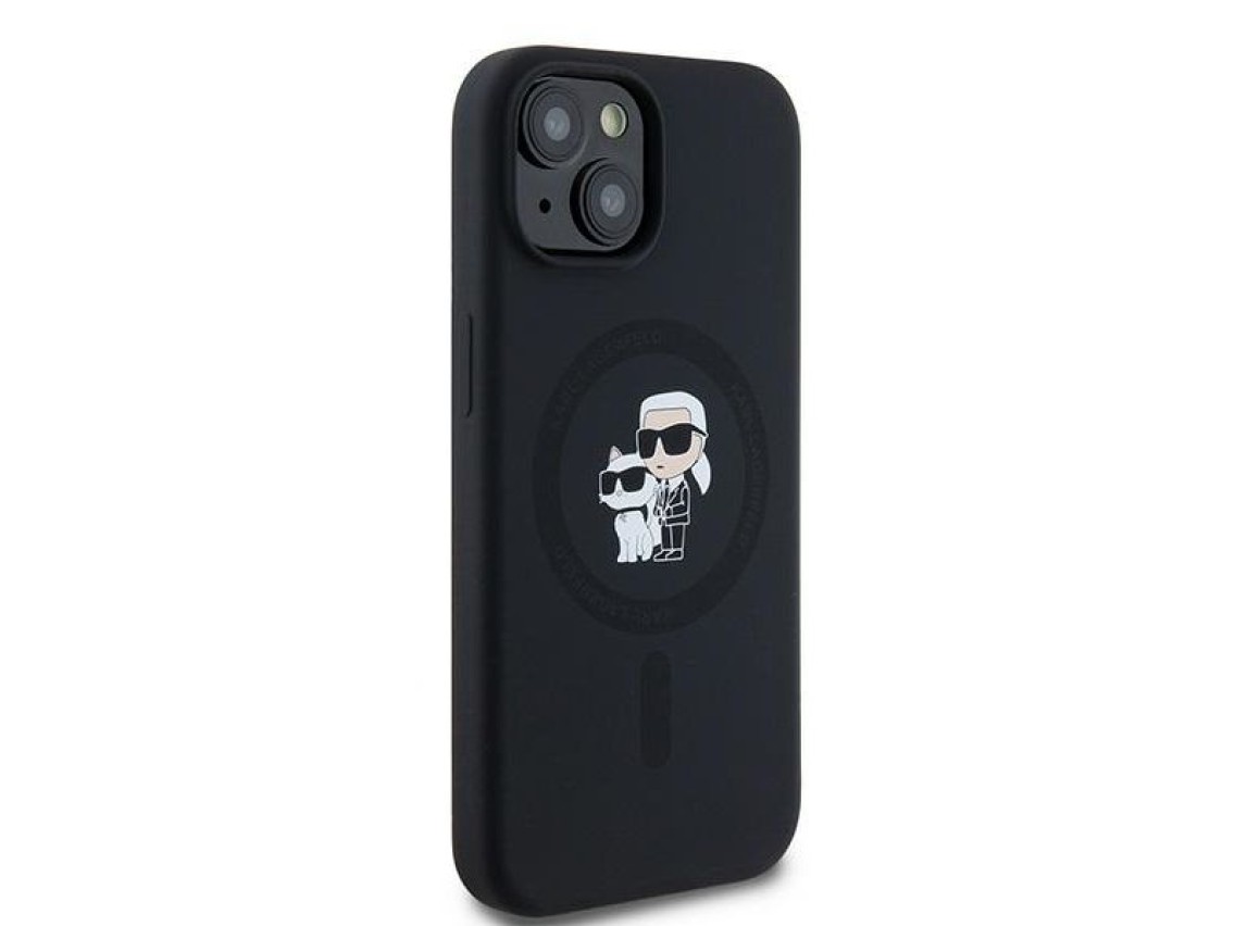 Funda de silicona Karl&Choupette MagSafe de Karl Lagerfeld para iPhone 15 Plus / 14 Plus - negra