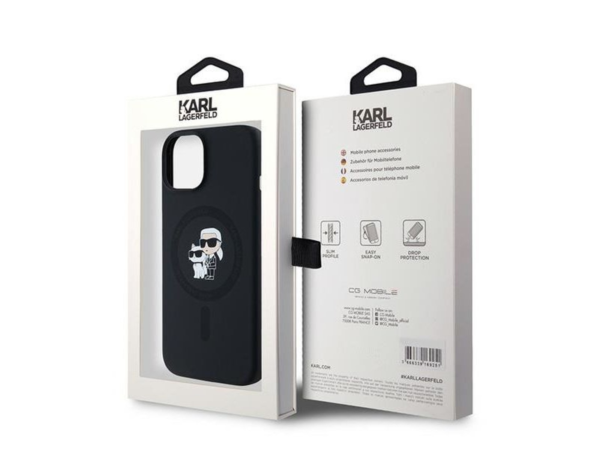 Funda de silicona Karl&Choupette MagSafe de Karl Lagerfeld para iPhone 15 Plus / 14 Plus - negra