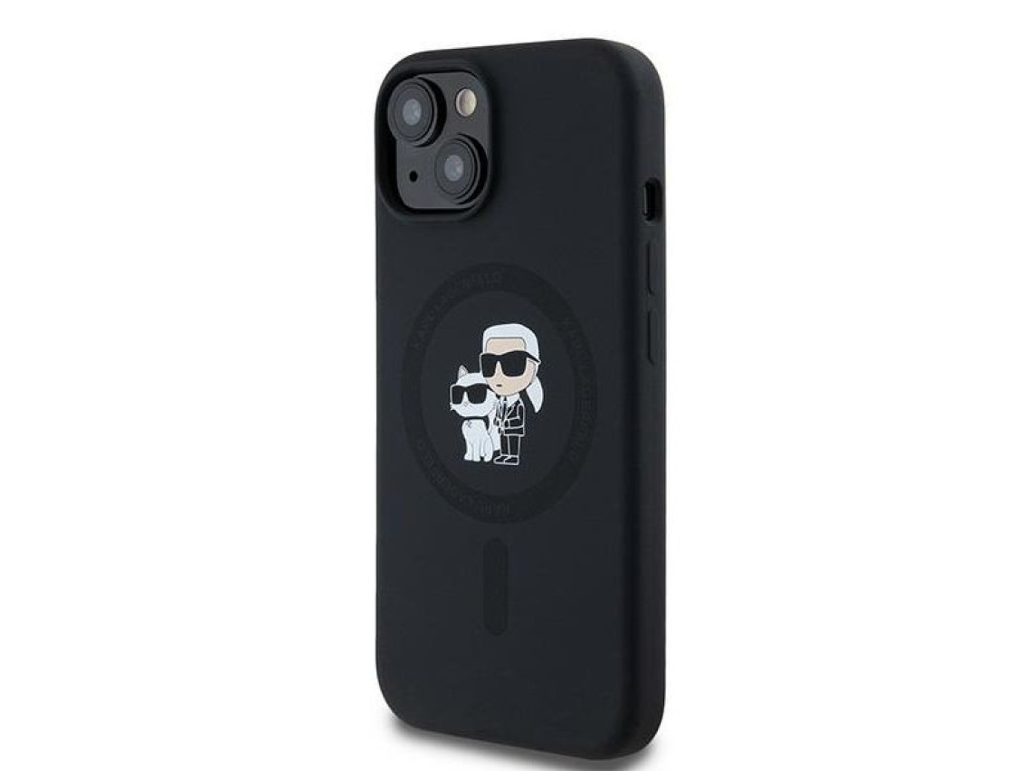 Funda de silicona Karl&Choupette MagSafe de Karl Lagerfeld para iPhone 15 Plus / 14 Plus - negra