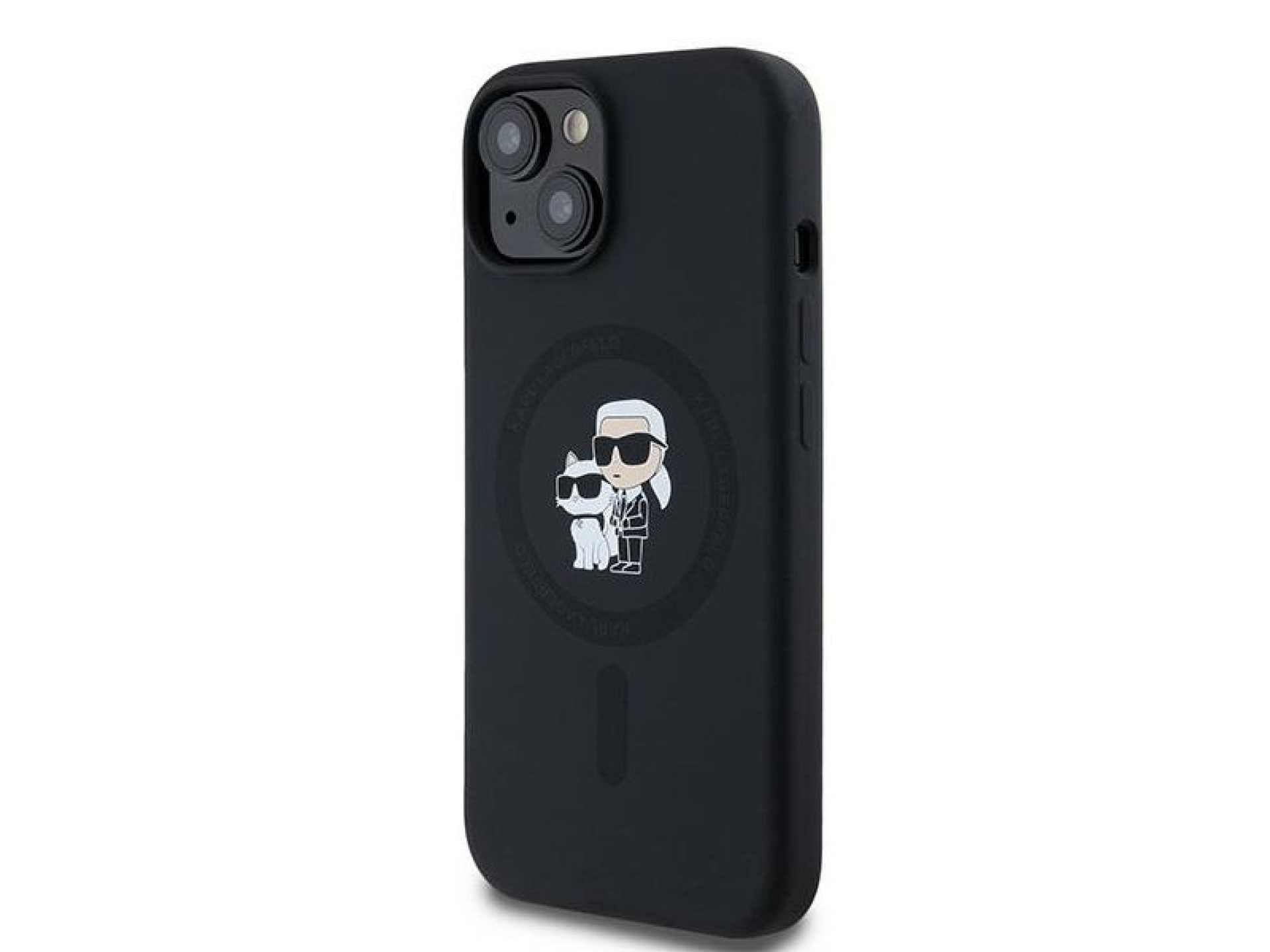 Funda de silicona Karl&Choupette MagSafe de Karl Lagerfeld para iPhone 15 Plus / 14 Plus - negra