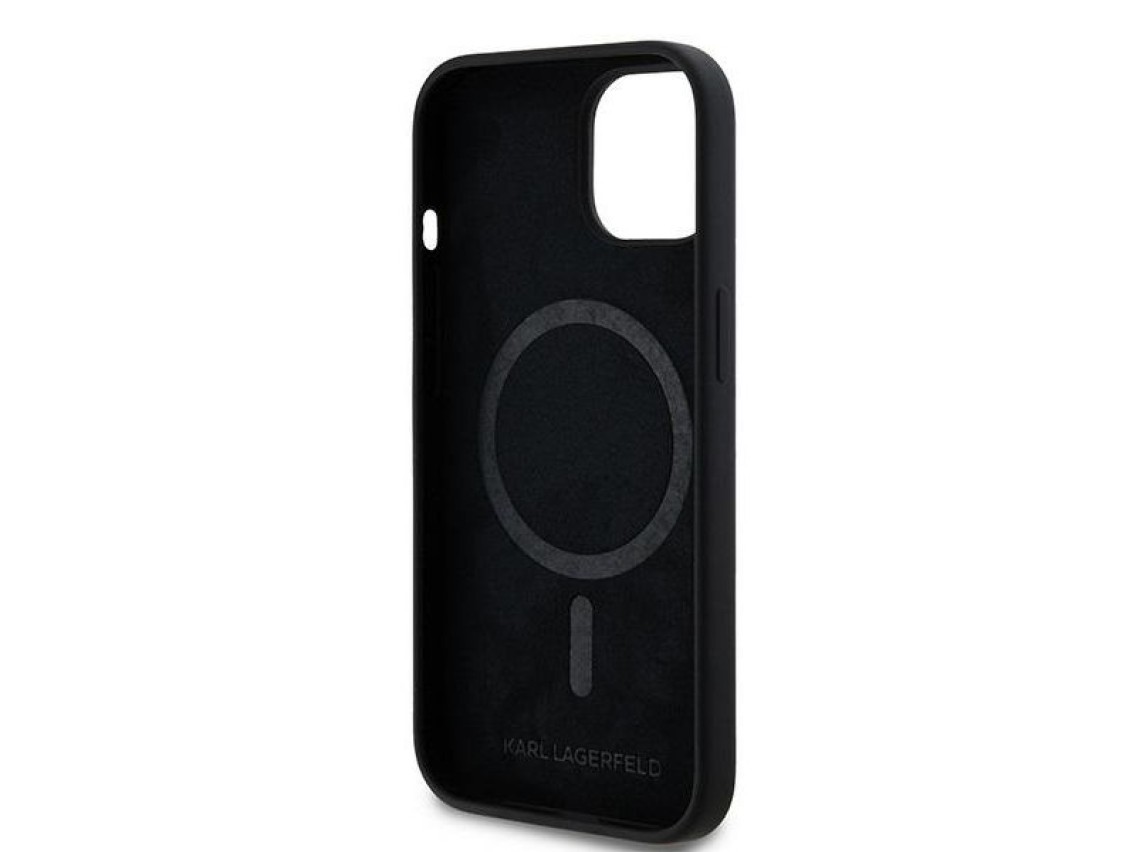 Funda de silicona Karl&Choupette MagSafe de Karl Lagerfeld para iPhone 15 Plus / 14 Plus - negra