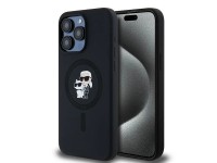 Capa MagSafe Karl Lagerfeld Silicone Karl&Choupette Ring para iPhone 15 Pro Max - preta