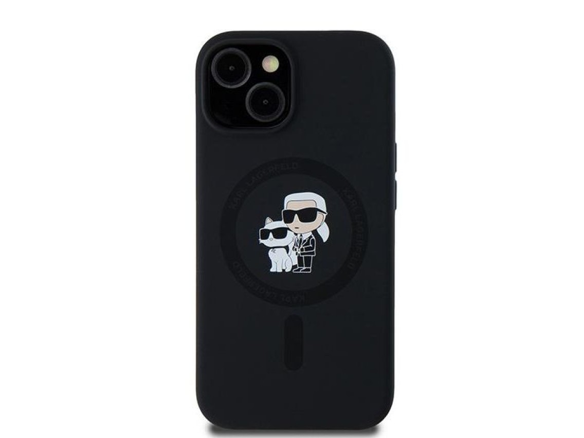 Funda de silicona Karl&Choupette MagSafe de Karl Lagerfeld para iPhone 15 Plus / 14 Plus - negra