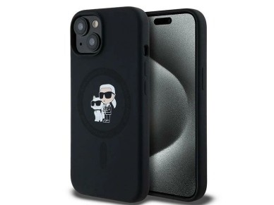 Karl Lagerfeld Silicone Karl&Choupette MagSafe case for iPhone 15 Plus / 14 Plus - black