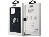 Capa MagSafe Karl Lagerfeld Silicone Karl&Choupette Ring para iPhone 15 Pro Max - preta