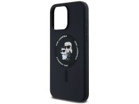 Capa MagSafe Karl Lagerfeld Silicone Karl&Choupette Ring para iPhone 15 Pro Max - preta