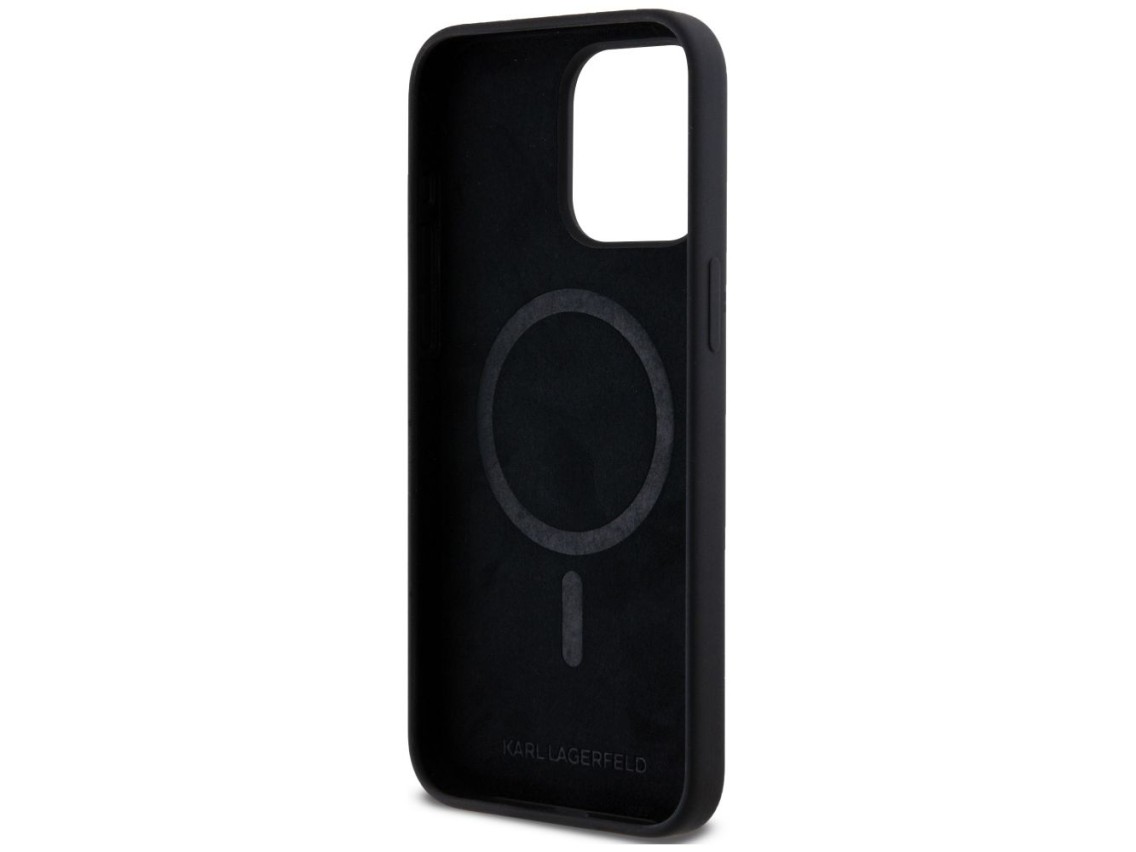Capa MagSafe Karl Lagerfeld Silicone Karl&Choupette Ring para iPhone 15 Pro Max - preta
