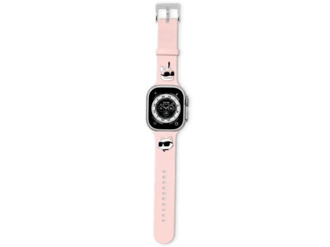Pulseira Karl Lagerfeld 3D em borracha com as cabeças de Karl e Choupette para Apple Watch 42/44/45/