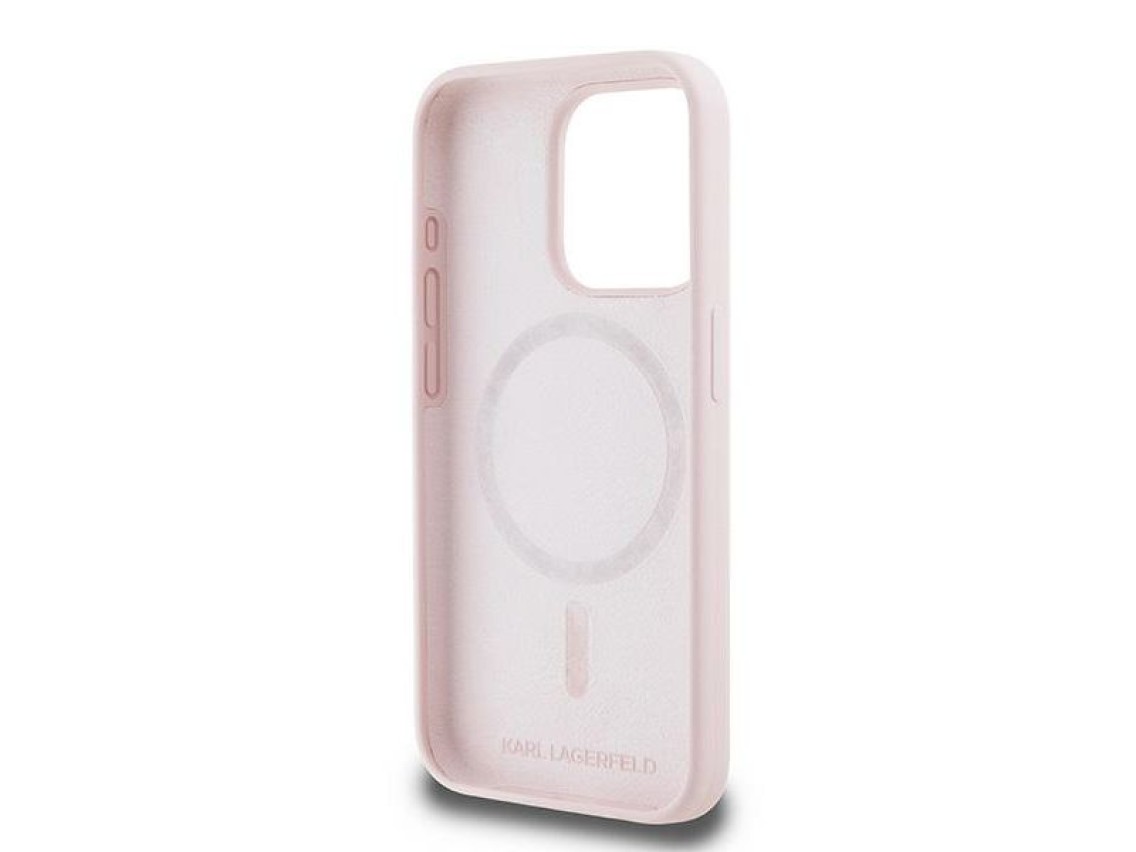 Capa de silicone Karl Lagerfeld Karl&Choupette MagSafe para iPhone 15 Pro Max - Rosa
