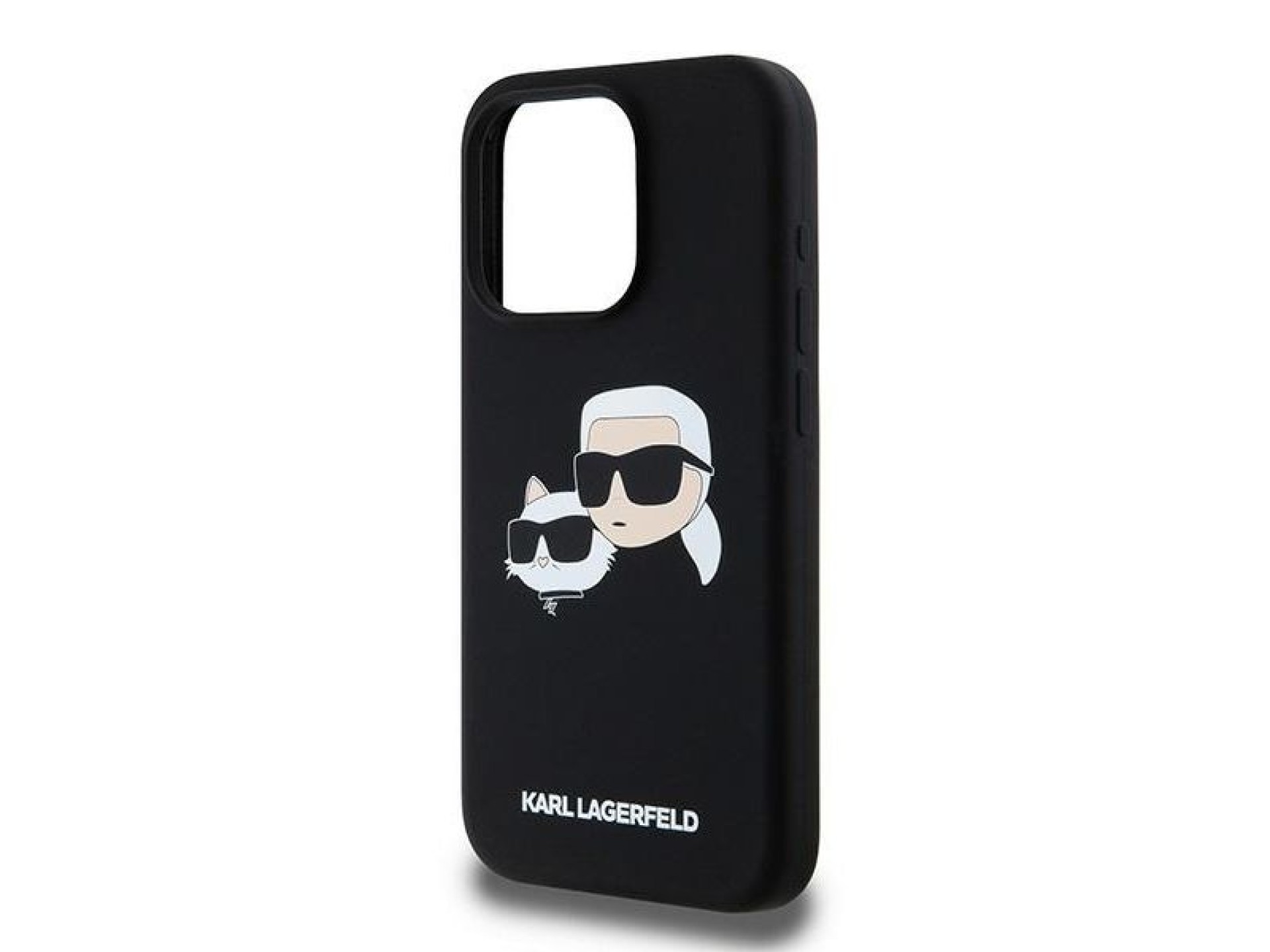 Capa Karl Lagerfeld de silicone Karl&Choupette MagSafe para iPhone 15 Pro Max - preta