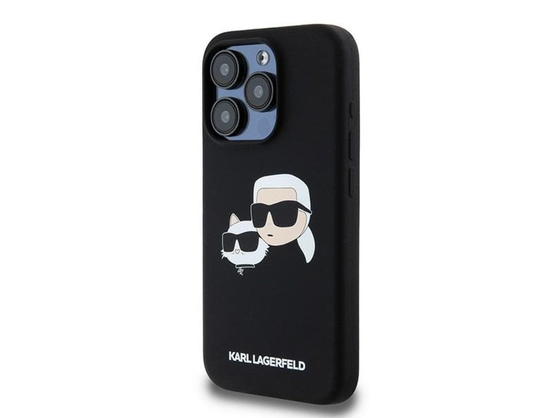 Capa Karl Lagerfeld de silicone Karl&Choupette MagSafe para iPhone 15 Pro Max - preta