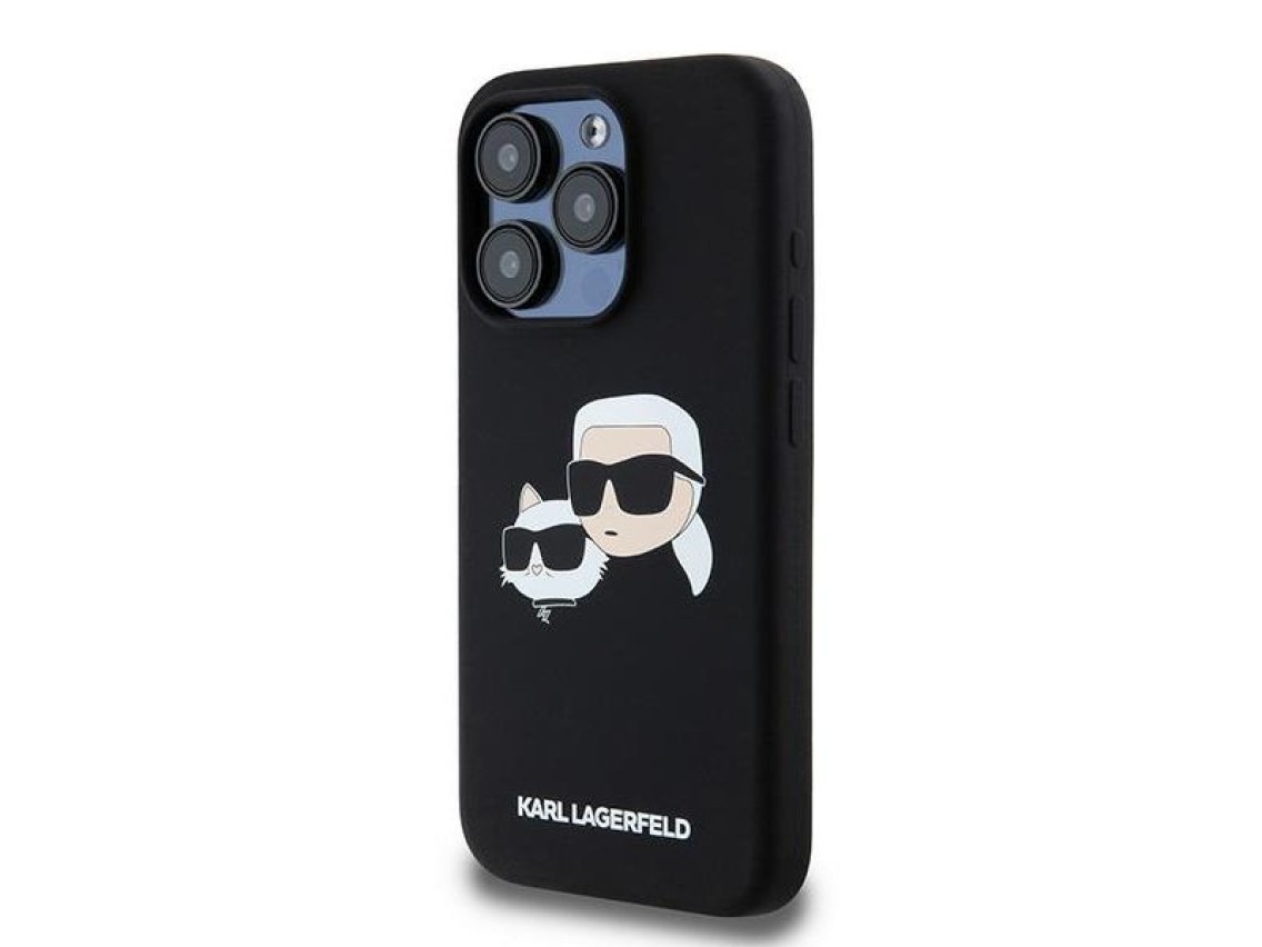 Capa Karl Lagerfeld de silicone Karl&Choupette MagSafe para iPhone 15 Pro Max - preta