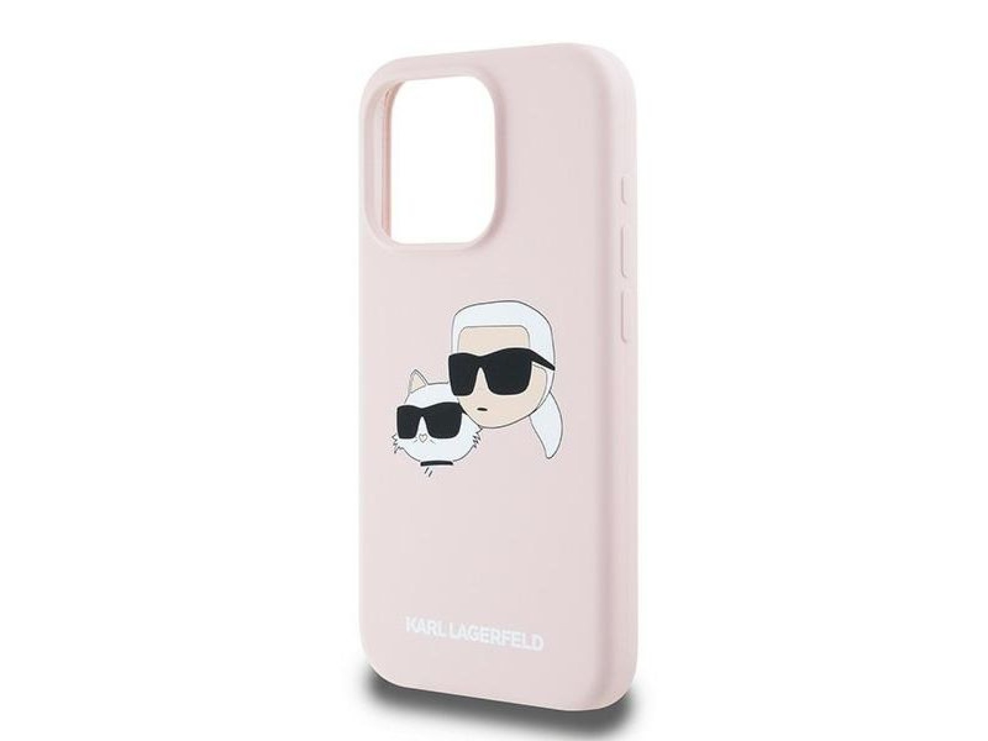 Capa de silicone Karl Lagerfeld Karl&Choupette MagSafe para iPhone 15 Pro Max - Rosa