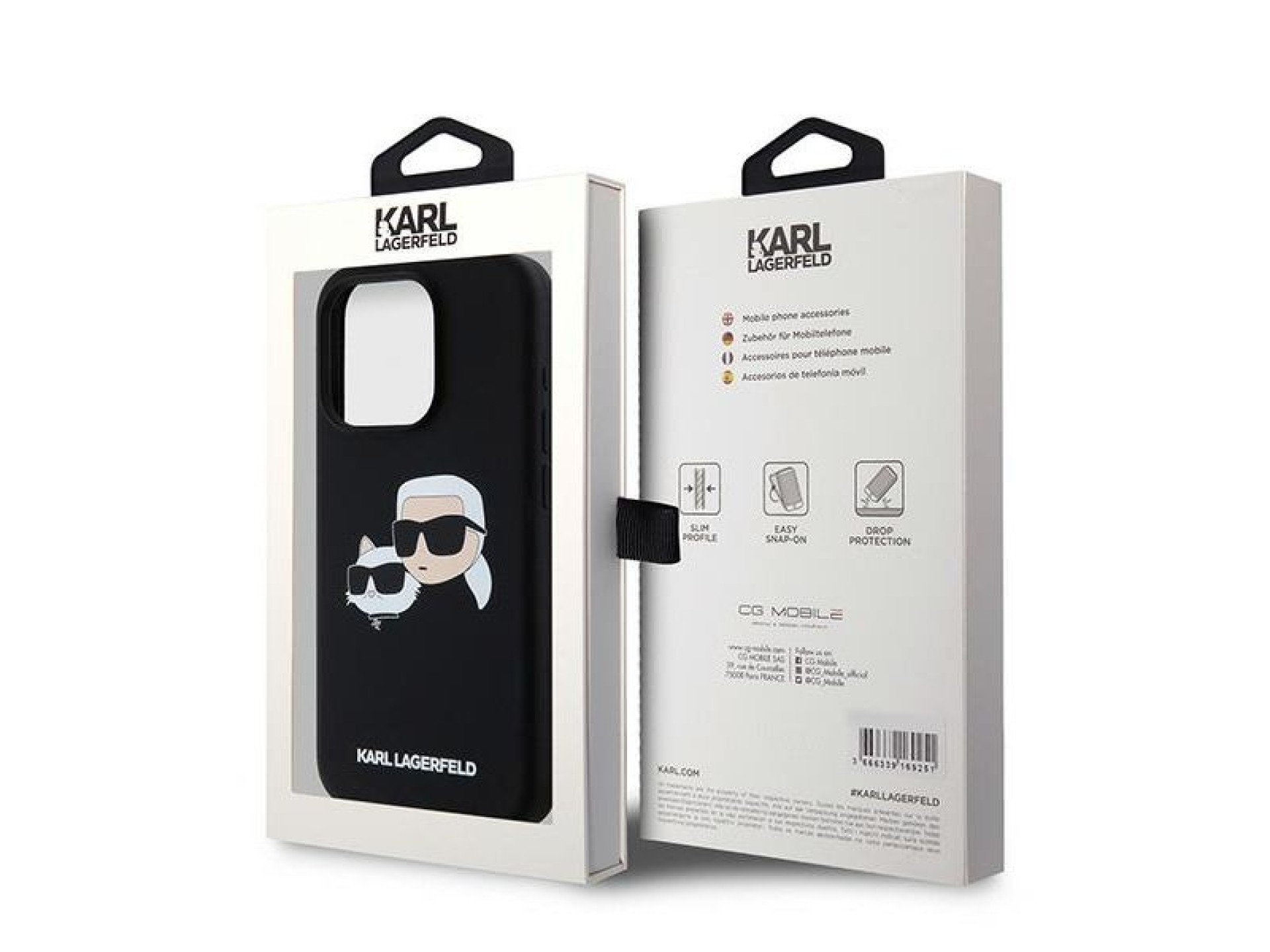 Capa Karl Lagerfeld de silicone Karl&Choupette MagSafe para iPhone 15 Pro Max - preta
