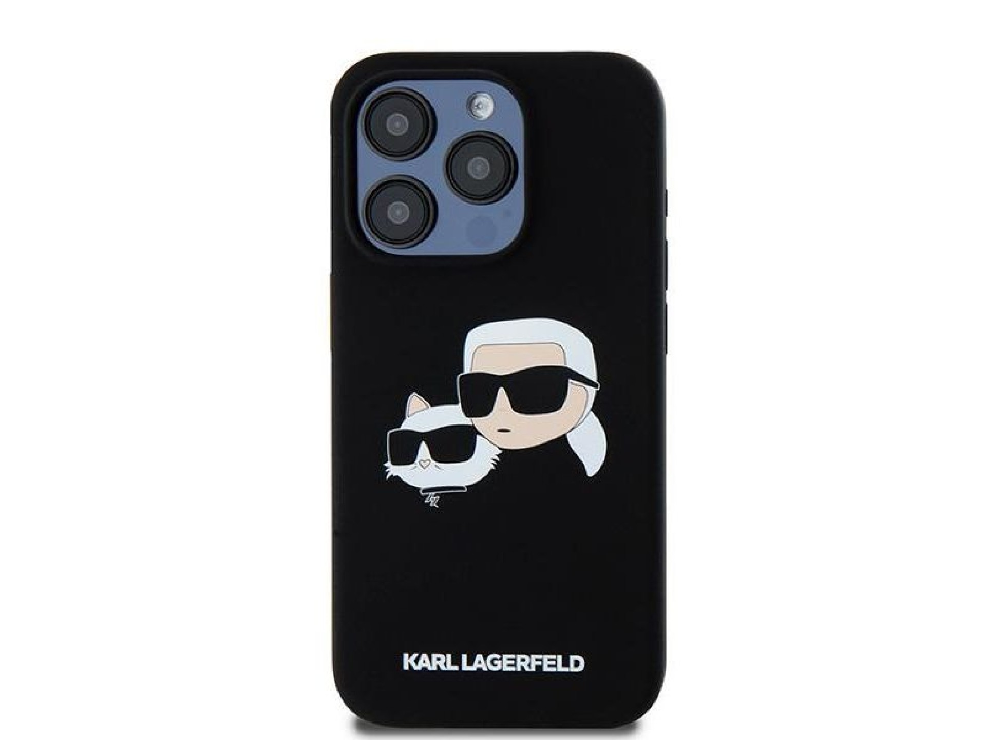Capa Karl Lagerfeld de silicone Karl&Choupette MagSafe para iPhone 15 Pro Max - preta
