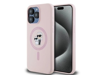 Karl Lagerfeld Silicone Karl&Choupette Ring MagSafe Case for iPhone 15 Pro Max - Pink Karl Lagerfeld Silicone Karl&Choupette Ring MagSafe Case for iPhone 15 Pro Max - Pink
