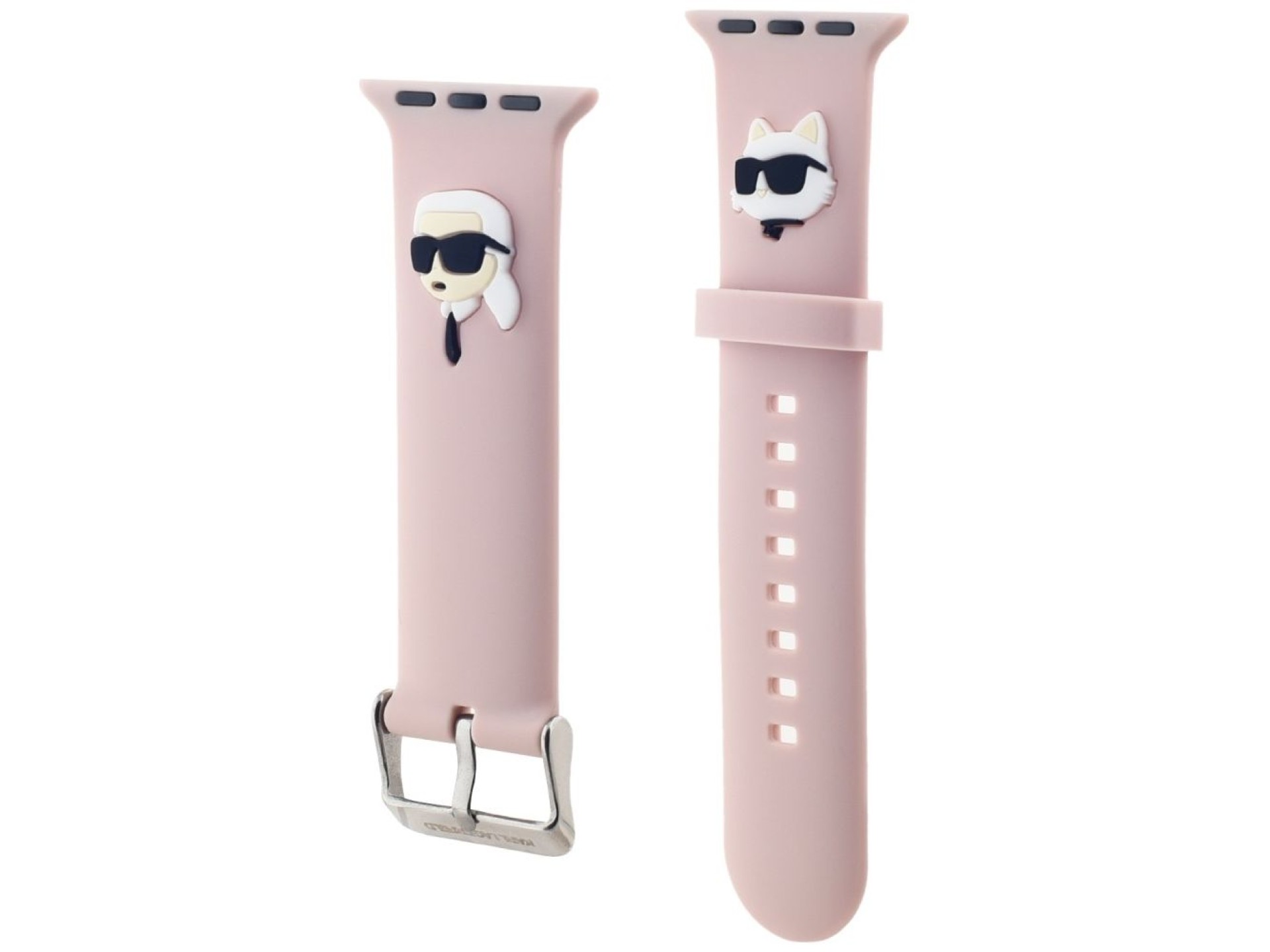 Pulseira Karl Lagerfeld 3D em borracha com as cabeças de Karl e Choupette para Apple Watch 42/44/45/