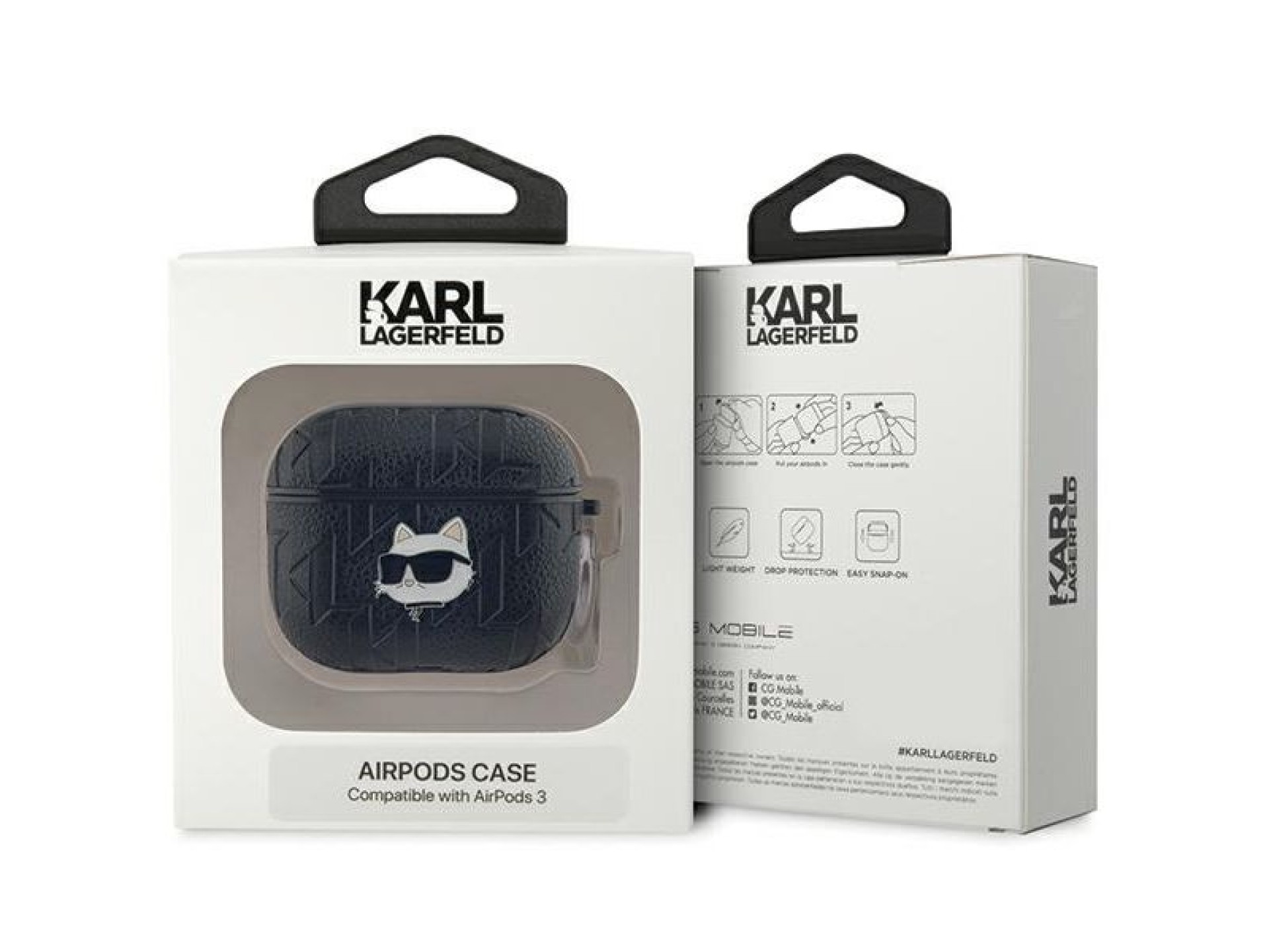 Funda Karl Lagerfeld Monogram Choupette Head para AirPods 3 - negra