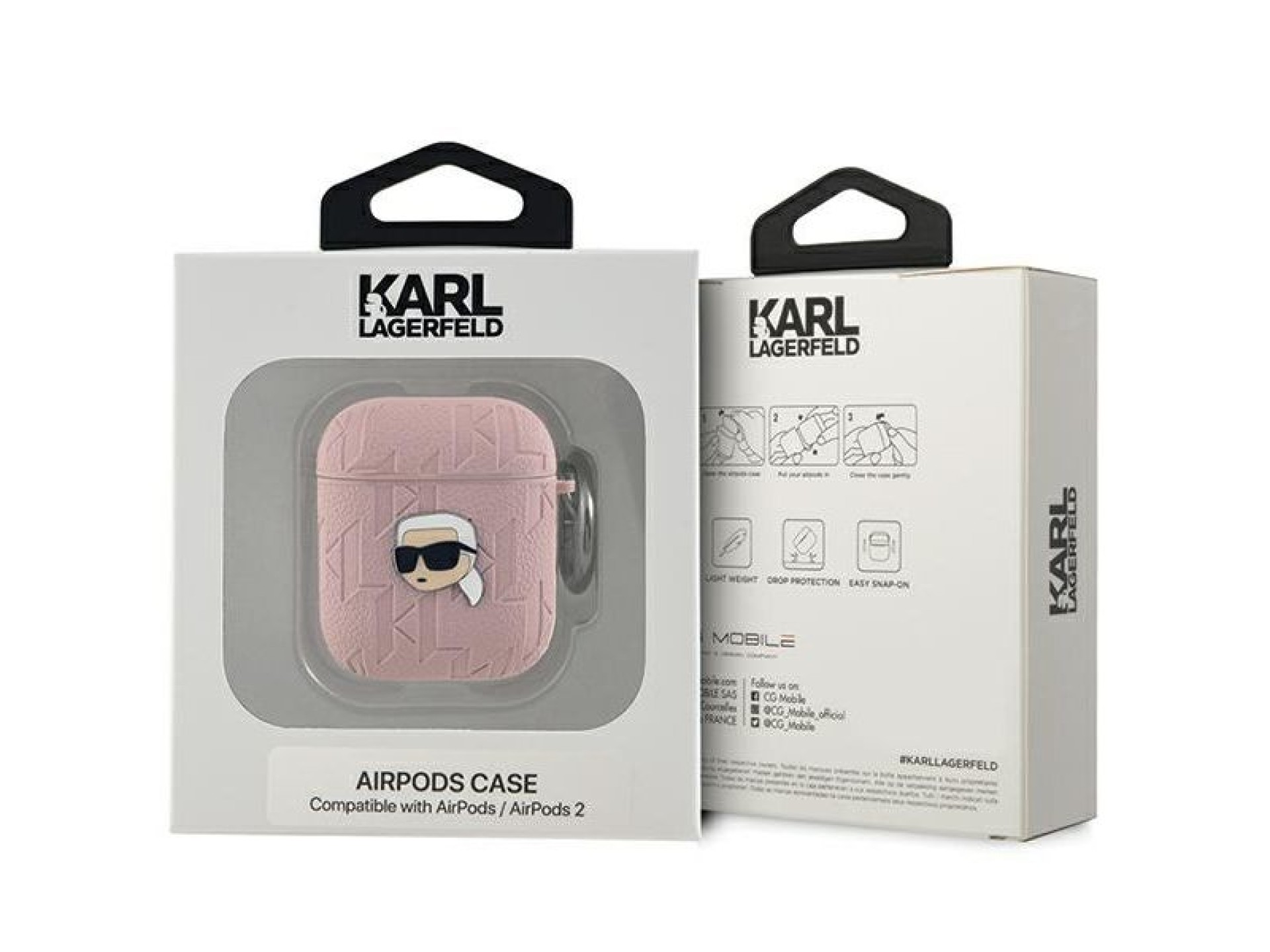 Funda Karl Lagerfeld Monogram Karl Head para AirPods 1/2 - rosa