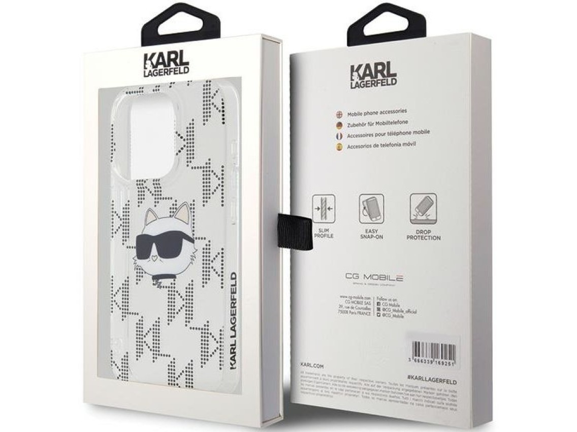 Karl Lagerfeld IML Choupette Head & Monogram case for iPhone 15 Pro - transparent