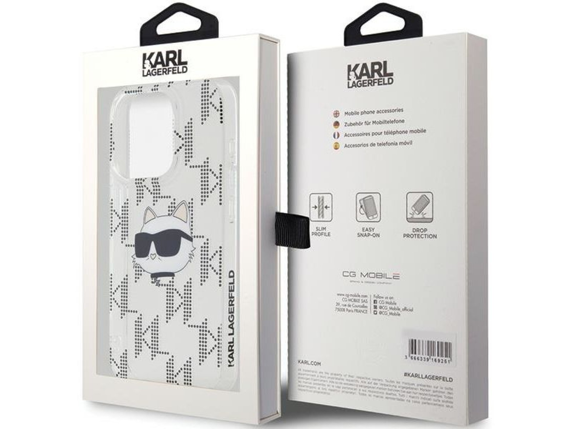 Capa Karl Lagerfeld IML Choupette Head & Monogram para iPhone 15 Pro Max - transparente