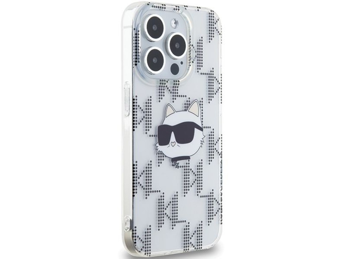 Capa Karl Lagerfeld IML Choupette Head & Monogram para iPhone 15 Pro Max - transparente