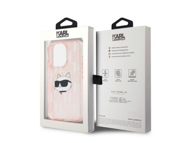 Karl Lagerfeld IML Choupette Head & Monogram case for iPhone 15 Pro Max - pink Karl Lagerfeld IML Choupette Head & Monogram case for iPhone 15 Pro Max - pink