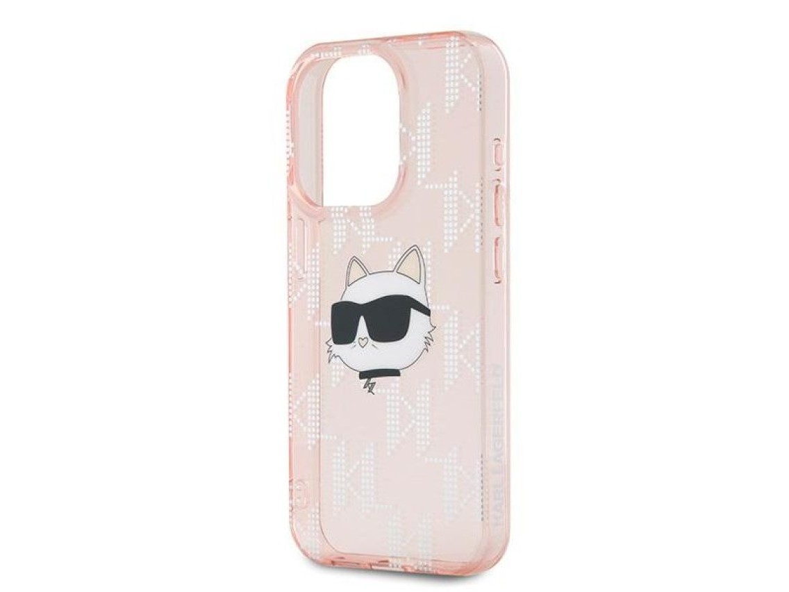 Funda Karl Lagerfeld IML Choupette Head & Monogram para iPhone 15 Pro Max - rosa