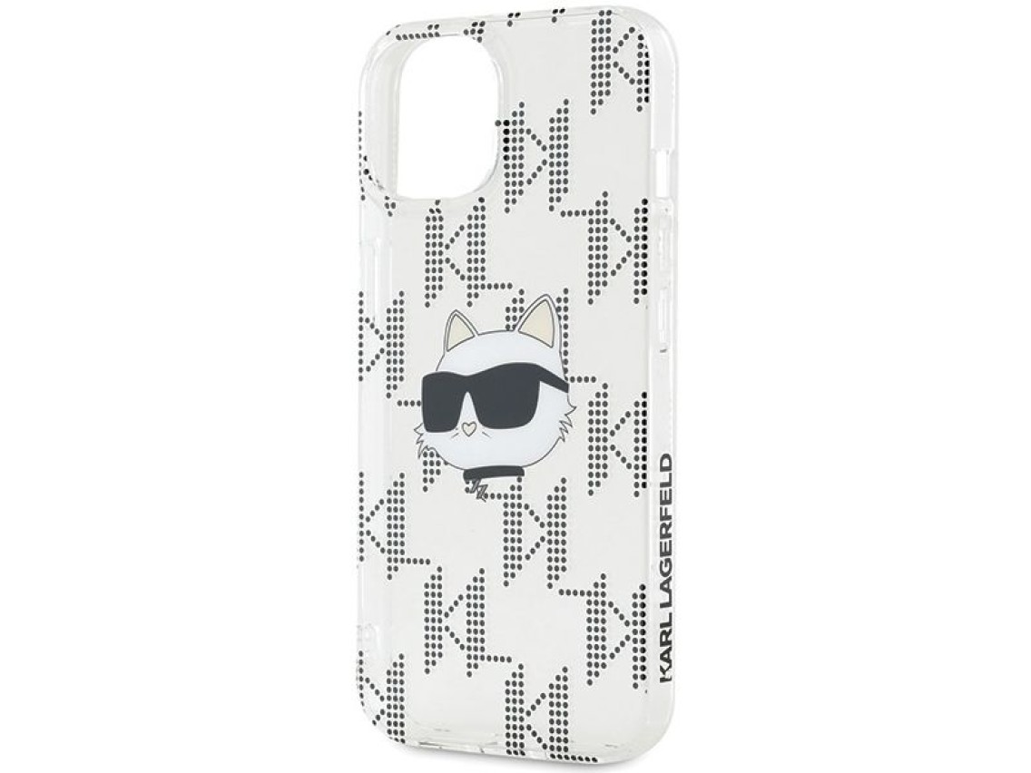 Capa transparente Karl Lagerfeld IML Choupette Head & Monogram para iPhone 15/14/13