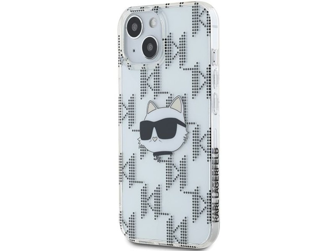 Capa transparente Karl Lagerfeld IML Choupette Head & Monogram para iPhone 15/14/13
