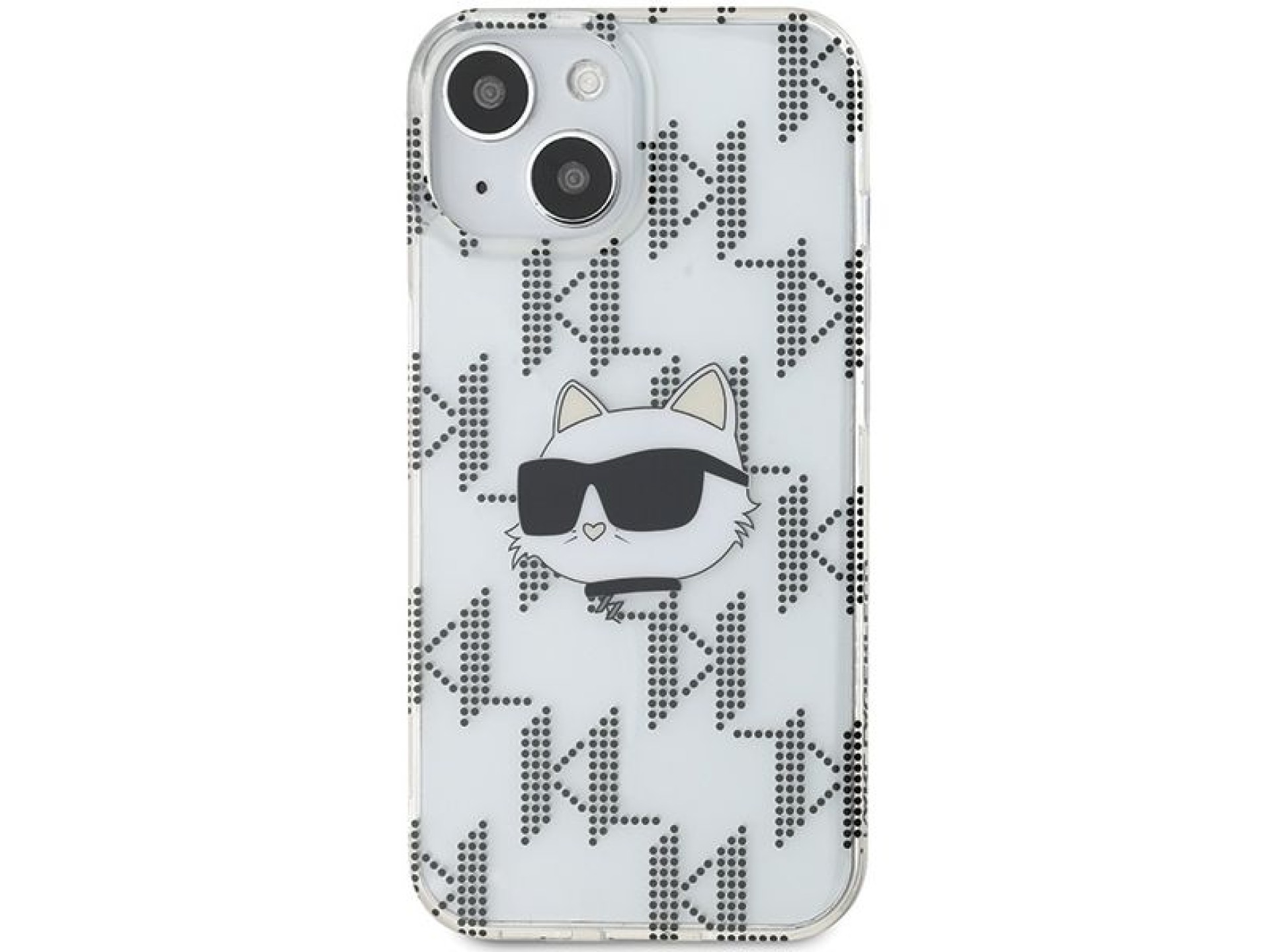 Capa transparente Karl Lagerfeld IML Choupette Head & Monogram para iPhone 15/14/13