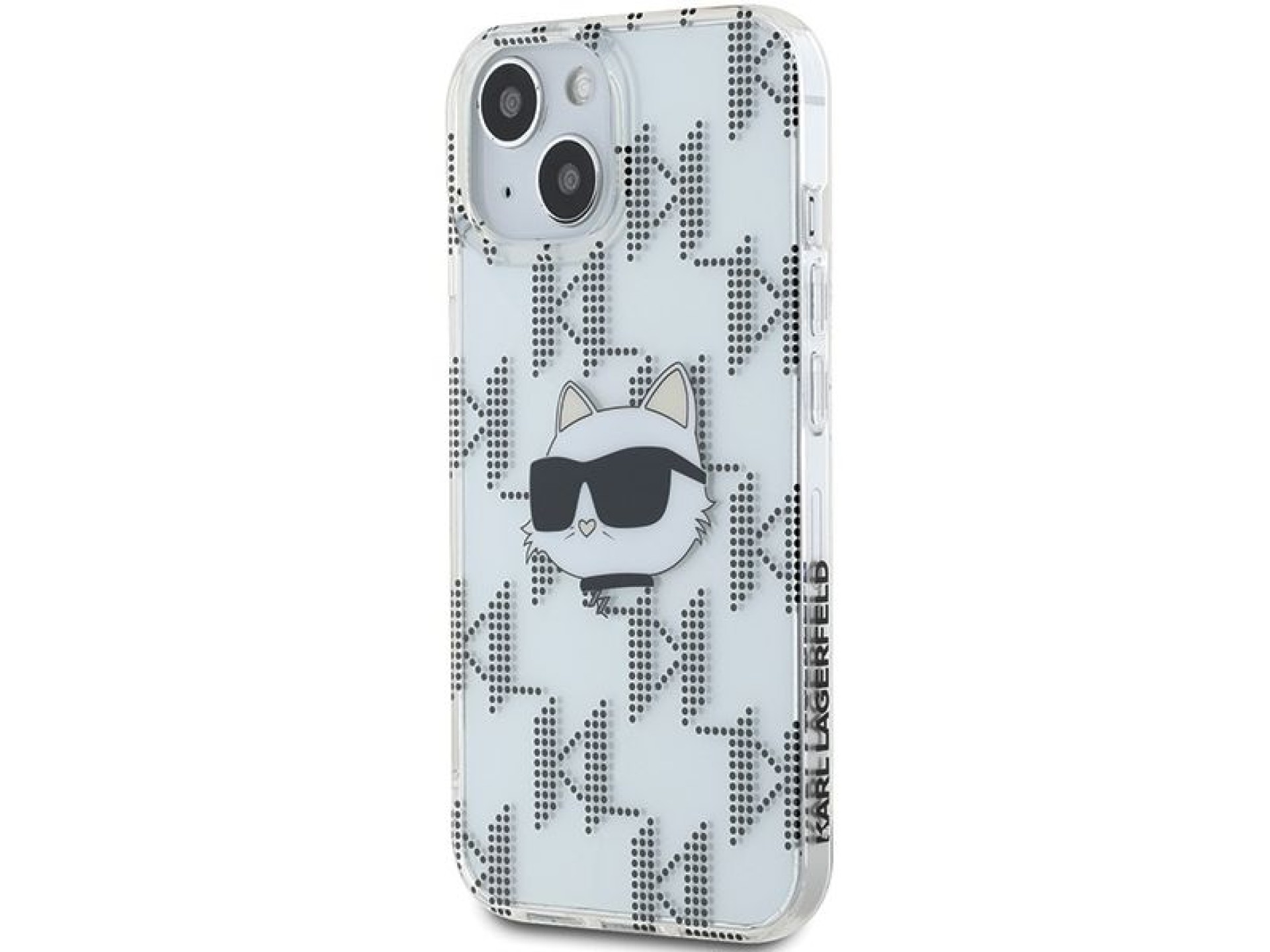 Capa transparente Karl Lagerfeld IML Choupette Head & Monogram para iPhone 15/14/13
