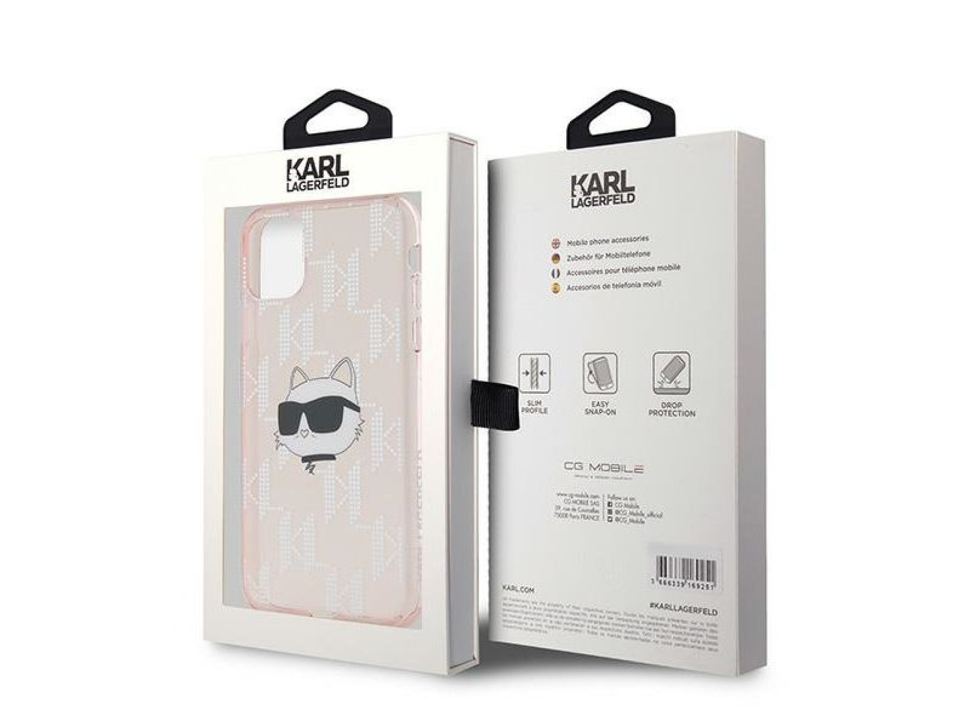 Karl Lagerfeld IML Choupette Head & Monogram case for iPhone 11 / Xr - pink