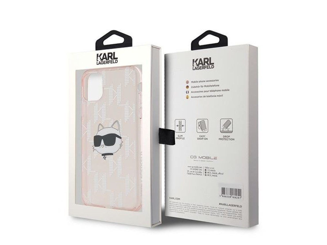Karl Lagerfeld IML Choupette Head & Monogram case for iPhone 11 / Xr - pink