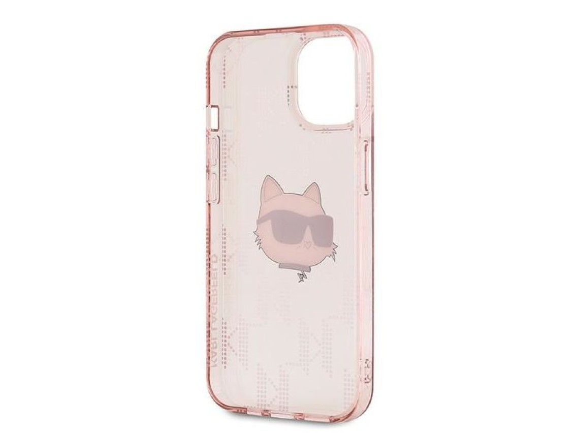 Funda Karl Lagerfeld IML Choupette Head & Monogram para iPhone 14 / 15 / 13 - rosa