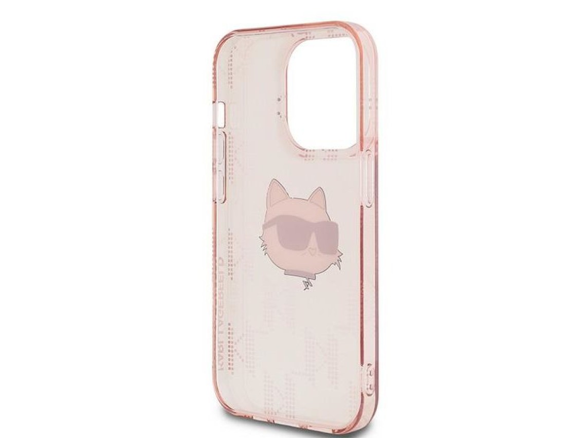 Capa Karl Lagerfeld IML Choupette Head & Monogram para iPhone 13 Pro / 13 - rosa