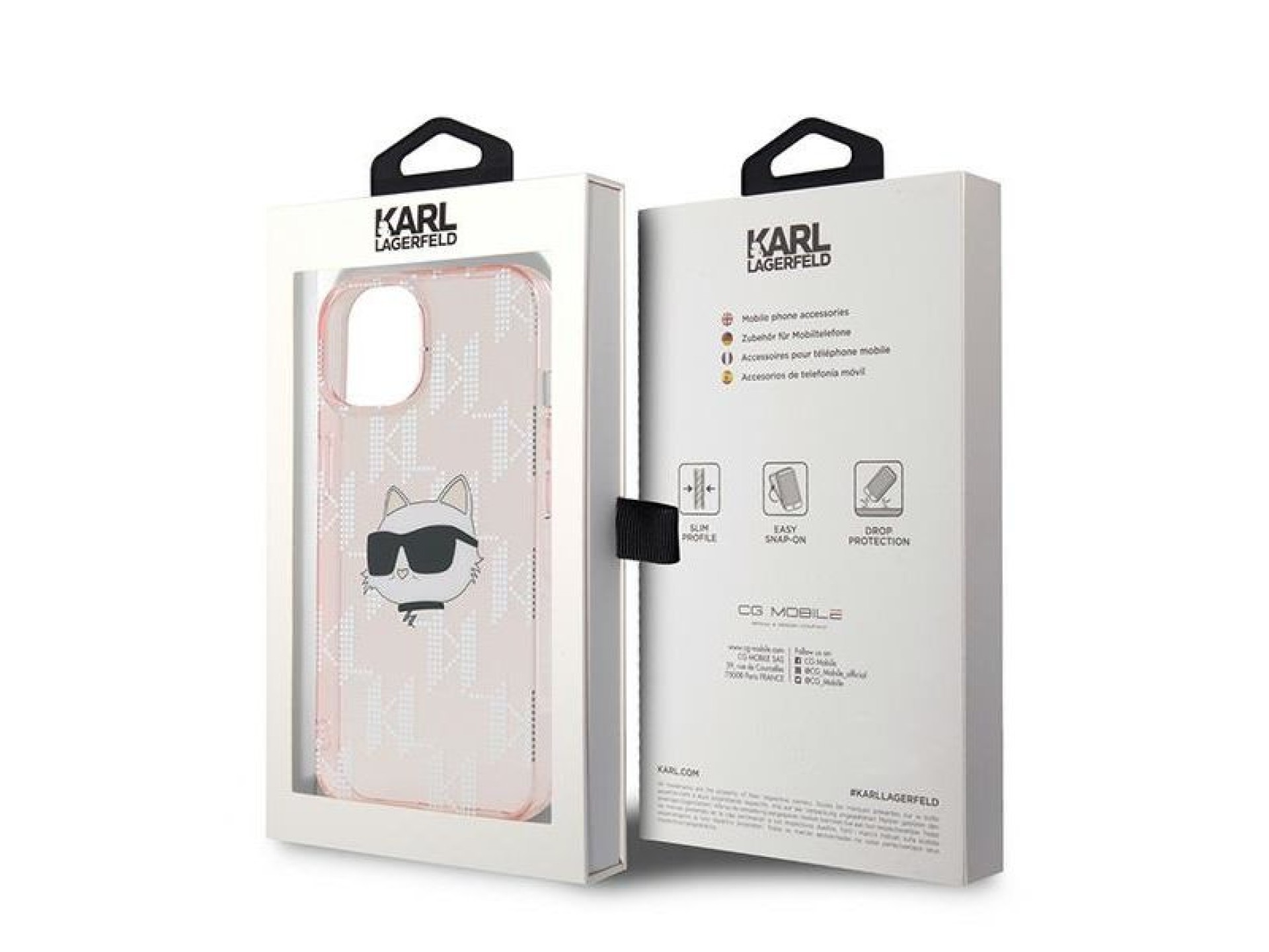 Funda Karl Lagerfeld IML Choupette Head & Monogram para iPhone 14 / 15 / 13 - rosa