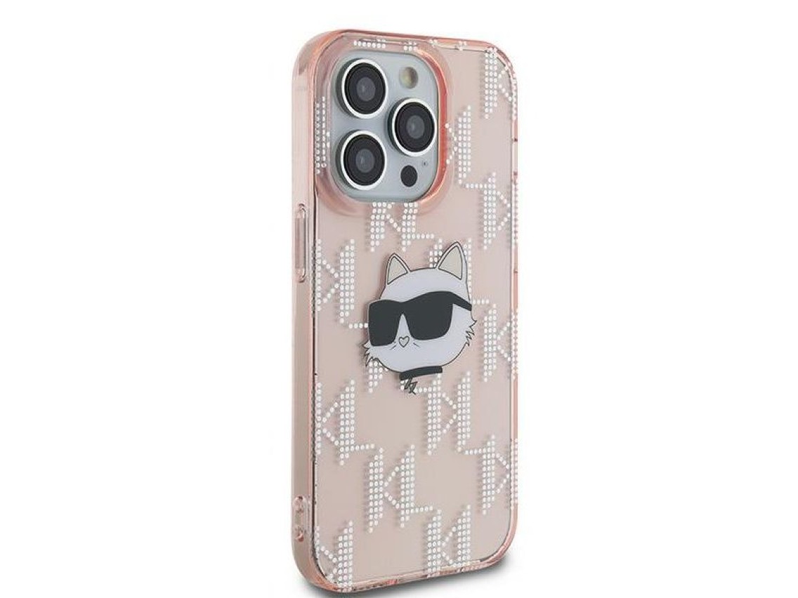 Capa Karl Lagerfeld IML Choupette Head & Monogram para iPhone 13 Pro / 13 - rosa