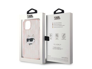 Karl Lagerfeld IML Choupette Head & Monogram case for iPhone 14 / 15 / 13 - pink Karl Lagerfeld IML Choupette Head & Monogram case for iPhone 14 / 15 / 13 - pink