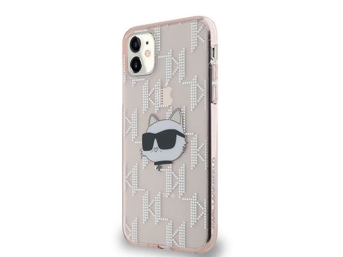 Karl Lagerfeld IML Choupette Head & Monogram case for iPhone 11 / Xr - pink