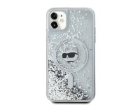 Capa MagSafe Karl Lagerfeld Liquid Glitter Choupette Head para iPhone 11 / Xr - Transparente