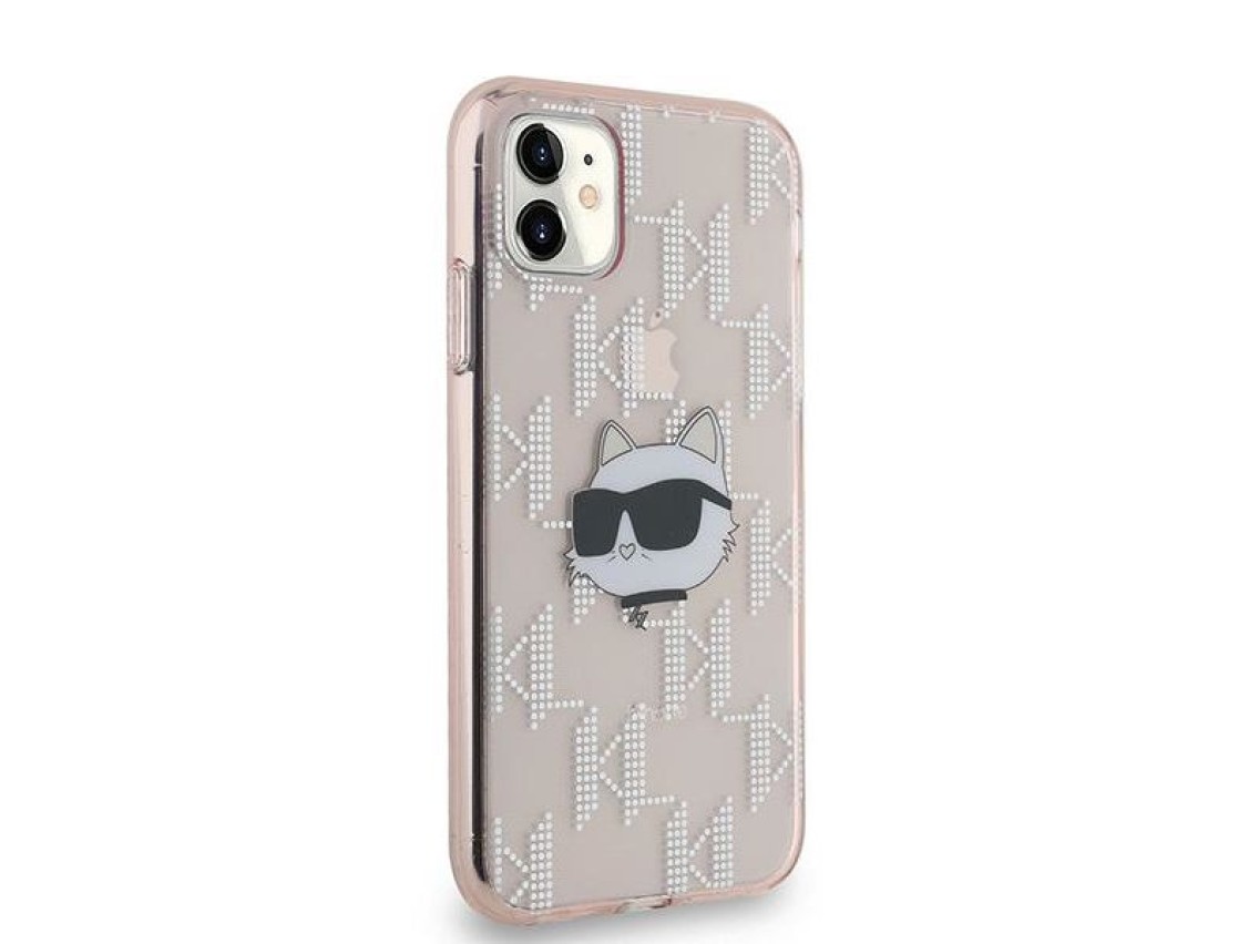 Karl Lagerfeld IML Choupette Head & Monogram case for iPhone 11 / Xr - pink