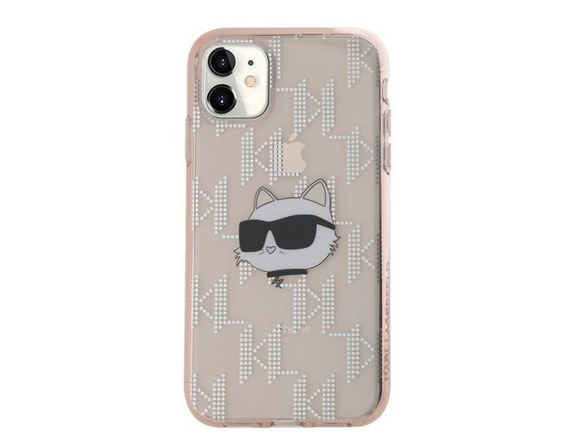 Karl Lagerfeld IML Choupette Head & Monogram case for iPhone 11 / Xr - pink