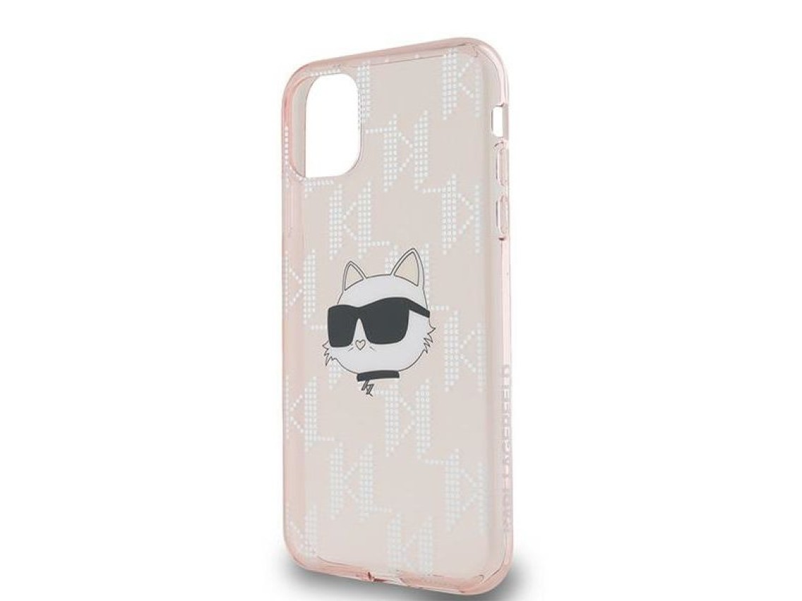 Karl Lagerfeld IML Choupette Head & Monogram case for iPhone 11 / Xr - pink