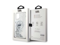 Capa MagSafe Karl Lagerfeld Liquid Glitter Choupette Head para iPhone 11 / Xr - Transparente